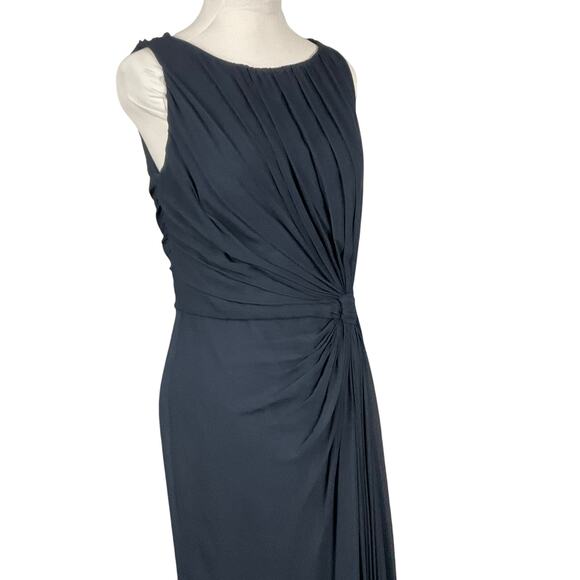 TADASHI SHOJI Dress Silk Chiffon Navy Blue Long 8 Formal Gown Event NWT $385 - Picture 5 of 16